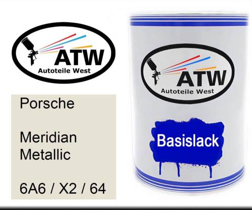 Porsche, Meridian Metallic, 6A6 / X2 / 64: 500ml Lackdose, von ATW Autoteile West.